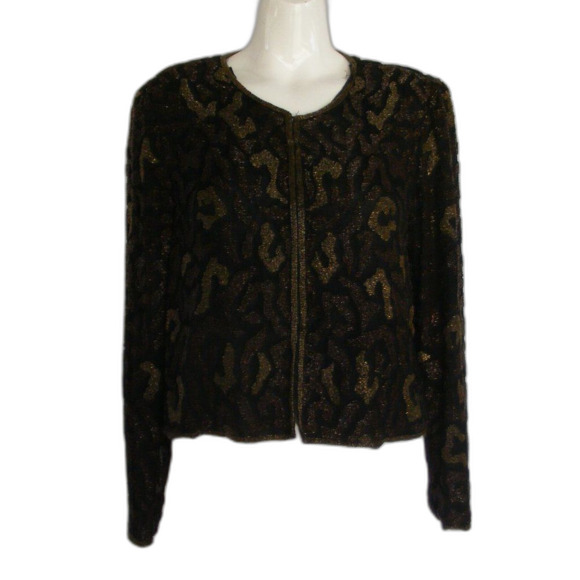 new STENAY Evening Jacket, S, Fully beaded, Leopard print, Black/Brown/Gold - Picture 8 of 13